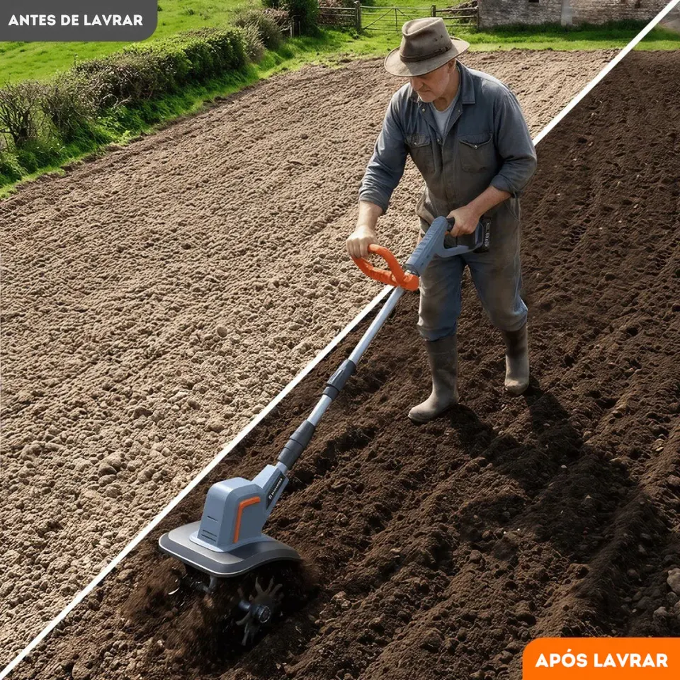 Cultivador Elétrico Terrox Sem Fio Com Lâminas de Aço Inoxidável e Bateria Dupla + BRINDE: Kit 10 Ferramentas, foto 4
