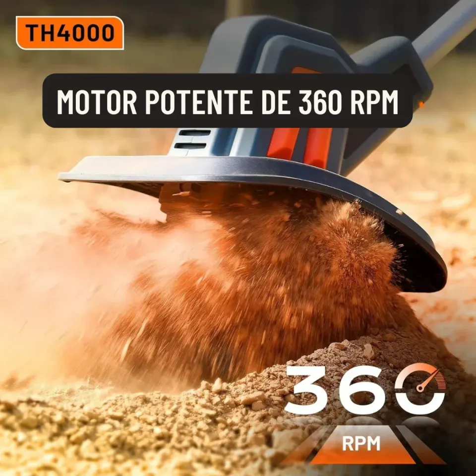 Cultivador Elétrico Terrox Sem Fio Com Lâminas de Aço Inoxidável e Bateria Dupla + BRINDE: Kit 10 Ferramentas, foto 6