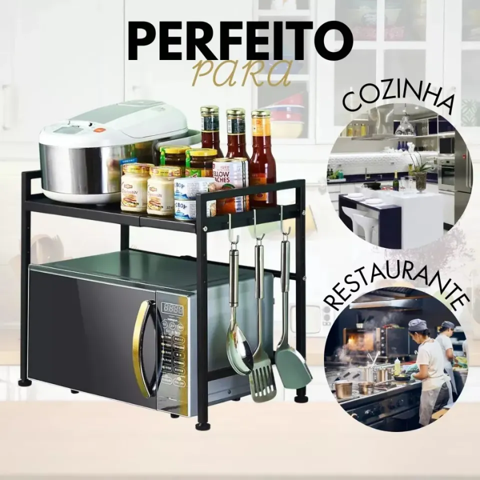 Organizador de Cozinha 2 em 1 com Prateleira para Micro-ondas e Condimentos, foto 4