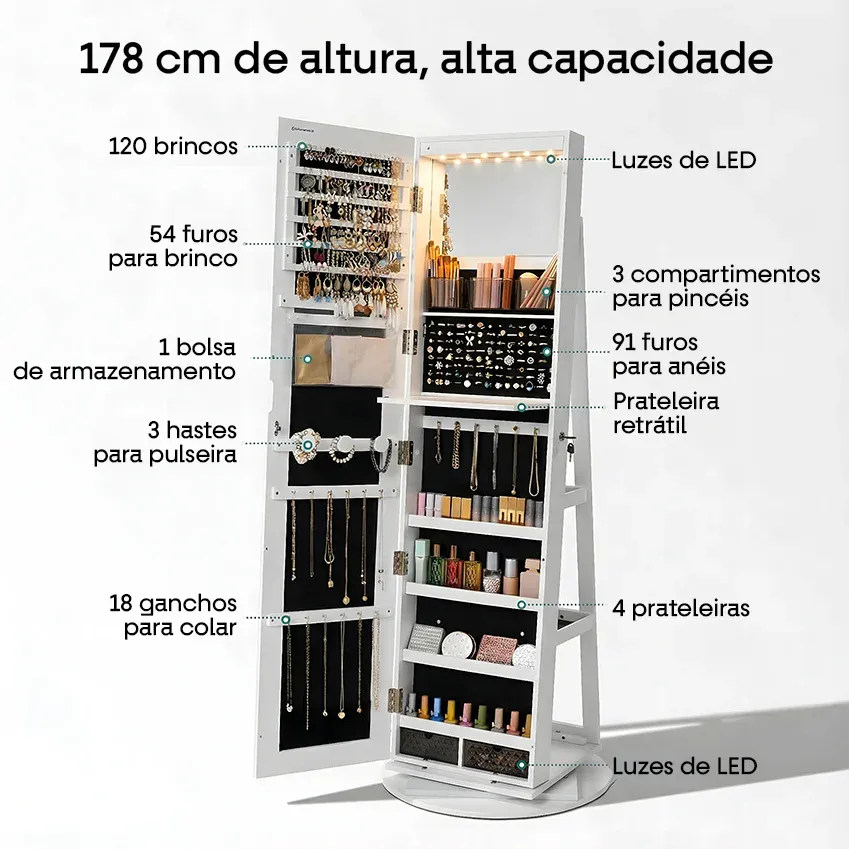 Espelho 360° 3 em 1 Penteadeira & Porta Joias e Bolsas, foto 5