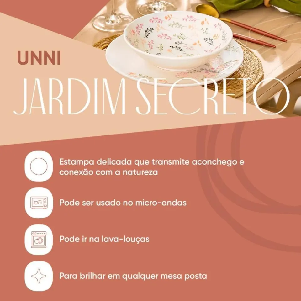Aparelho de Jantar e Chá Oxford Jardim Secreto 30 Peças: Cerâmica Colorida, foto 2