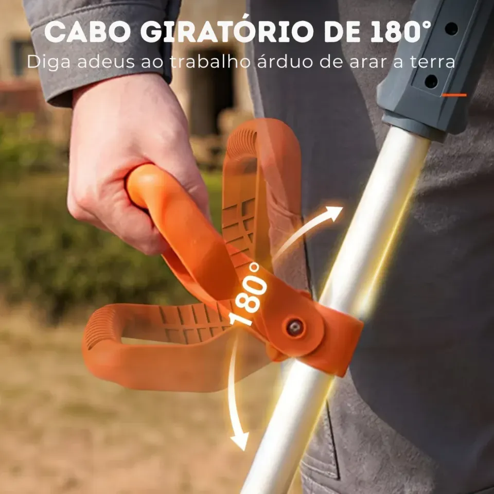Cultivador Elétrico Terrox Sem Fio Com Lâminas de Aço Inoxidável e Bateria Dupla + BRINDE: Kit 10 Ferramentas, foto 3