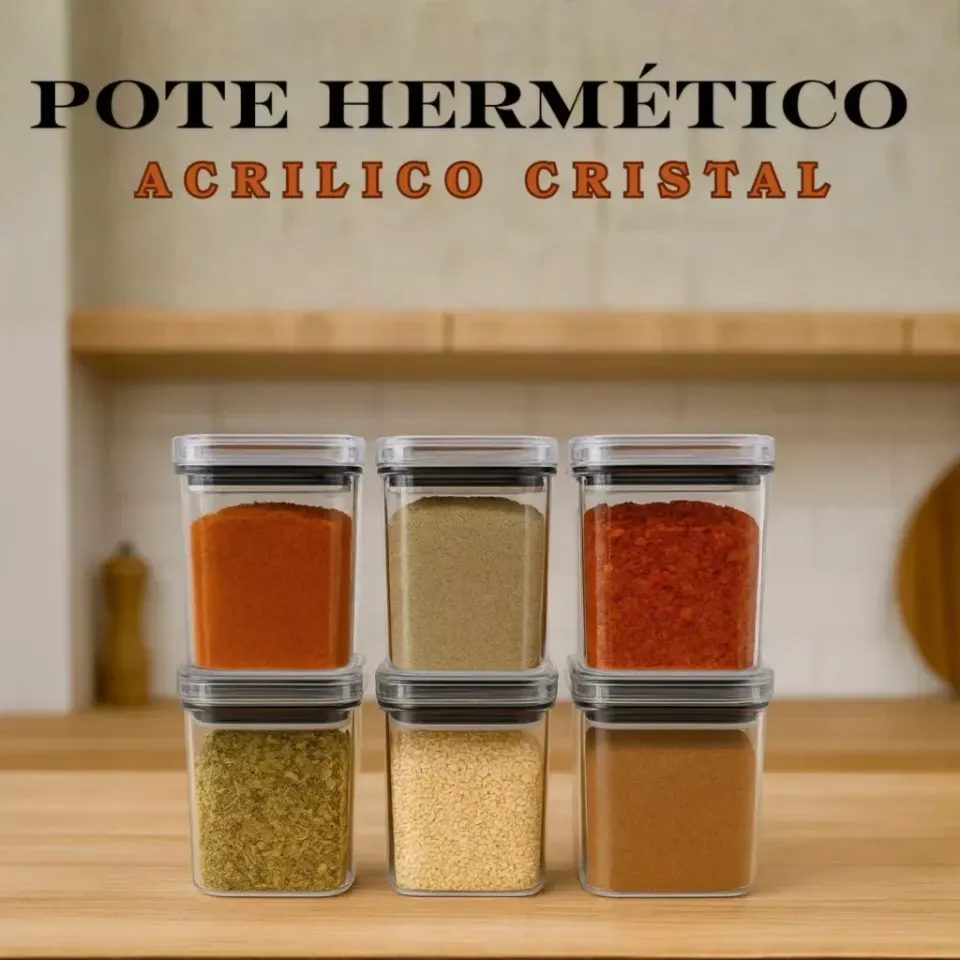 Kit Potes Herméticos Acrílico Cristal 200ml Empilháveis | Organizador de Alimentos com Vedação Premium, foto 2