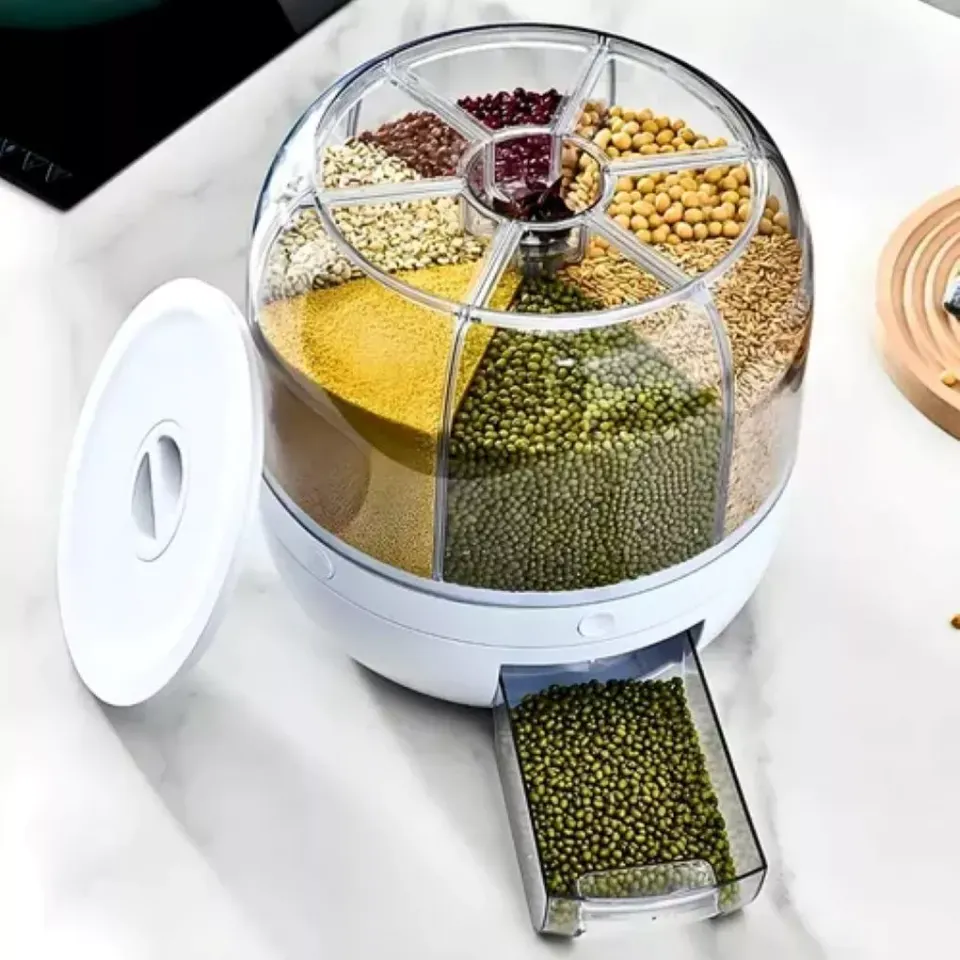 Dispenser de Cereais Giratório 6 Divisórias | Porta Grãos Organizador de Cozinha, foto 2
