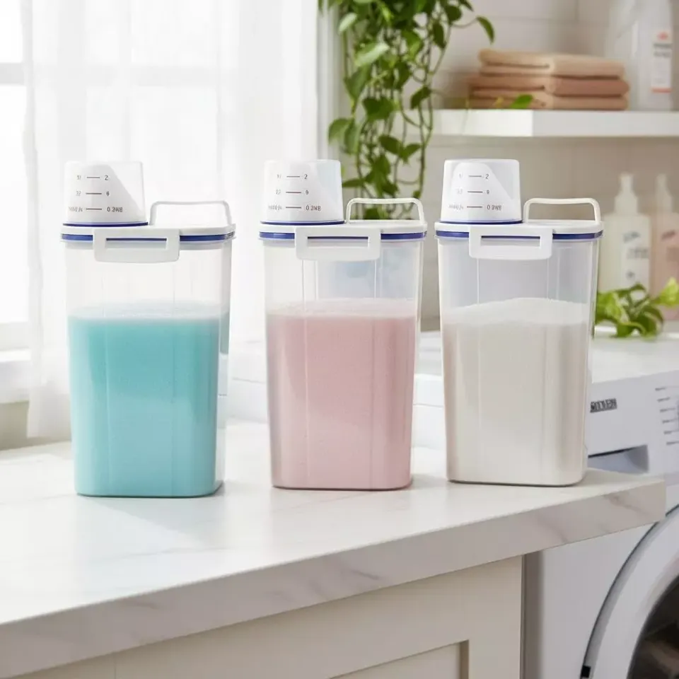 Dispenser Organizador de Lavanderia 2,5L com Copo Medidor | Pote Hermético, foto 2