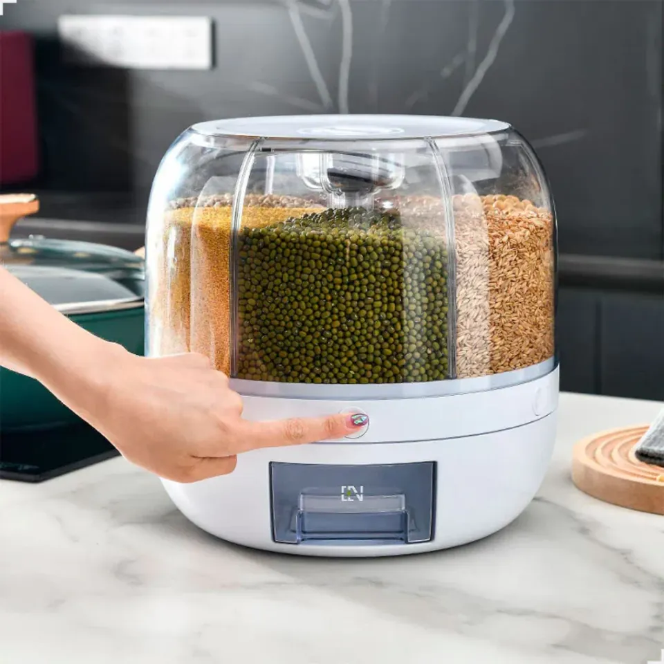 Dispenser de Cereais Giratório 6 Divisórias | Porta Grãos Organizador de Cozinha, foto 4