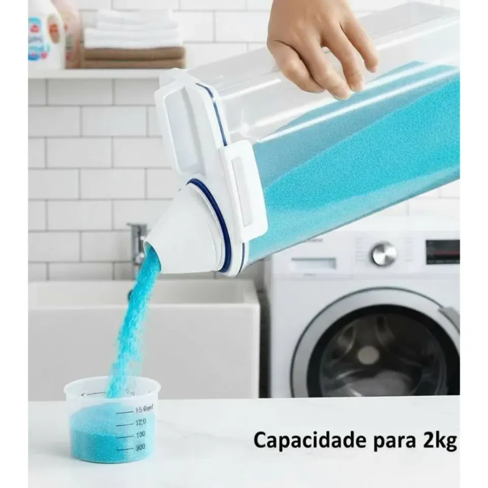 Dispenser Organizador de Lavanderia 2,5L com Copo Medidor | Pote Hermético, foto 6