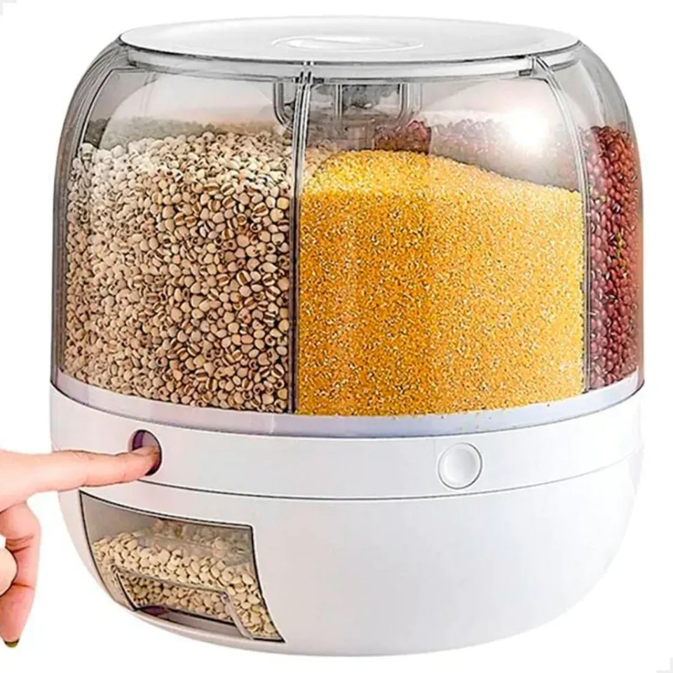 Dispenser de Cereais Giratório 6 Divisórias | Porta Grãos Organizador de Cozinha, foto 5