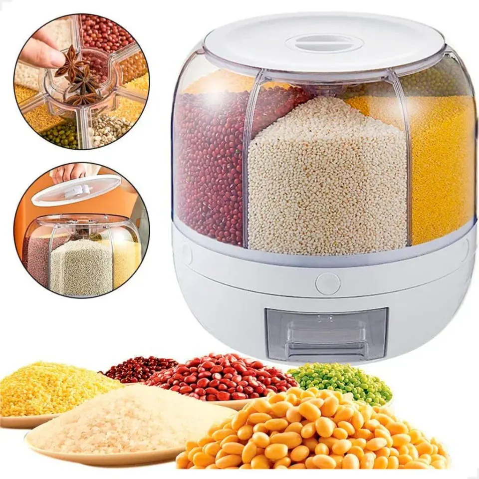Dispenser de Cereais Giratório 6 Divisórias | Porta Grãos Organizador de Cozinha, foto 6