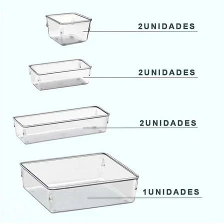 Kit Organizadores de Gaveta em Acrílico Modular | 7 ou 14 Peças Multiuso: Lumia, foto 5