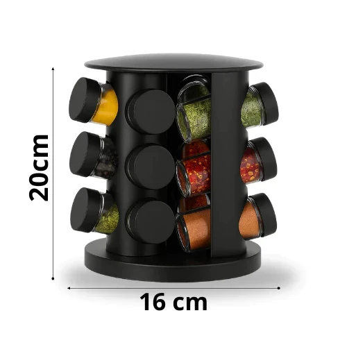 Porta Temperos Giratório 360º com Potes de Vidro e Tampa Dosadora | Organizador de Condimentos Premium, foto 8