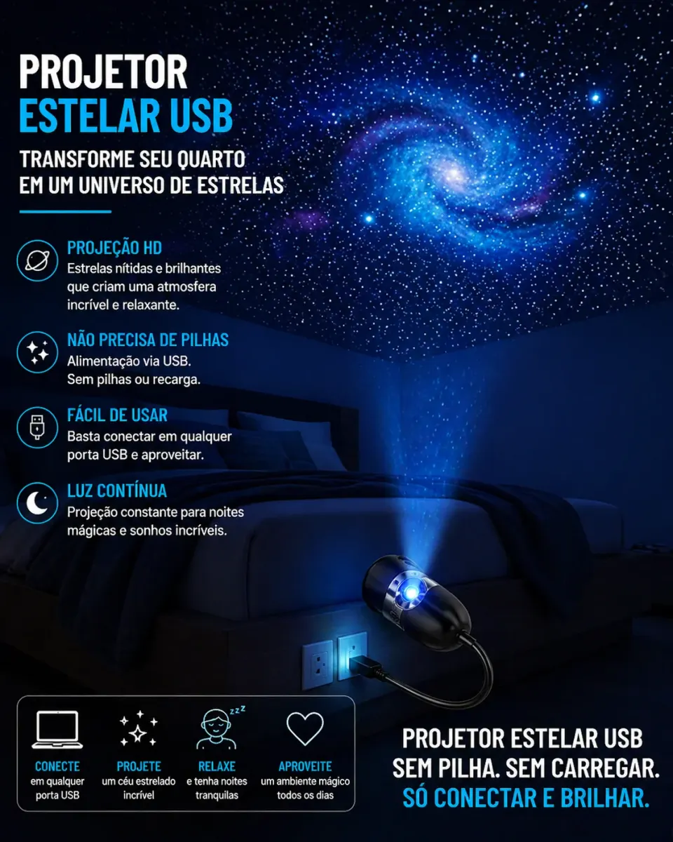 Projetor Galáxia DreamSky™ | Luz Noturna LED com Efeito Estrelado e Ambiente Relaxante, foto 4
