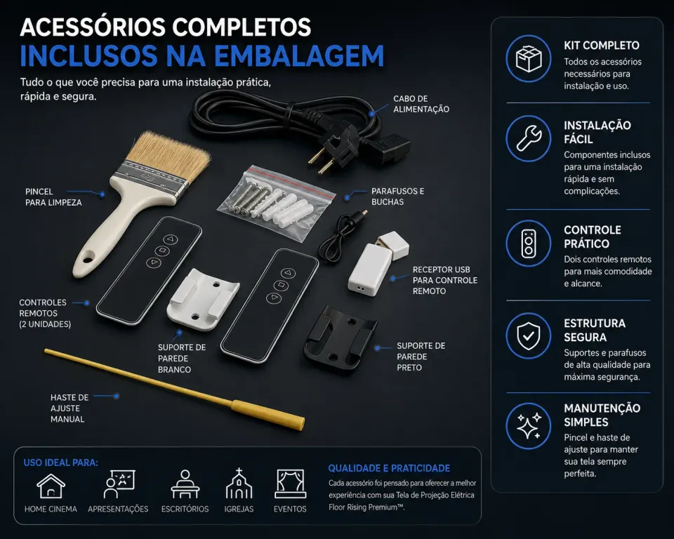 Tela de Projeção Elétrica Floor Rising Premium™ | 100” a 120” Retrátil, Motorizada e Portátil, foto 6