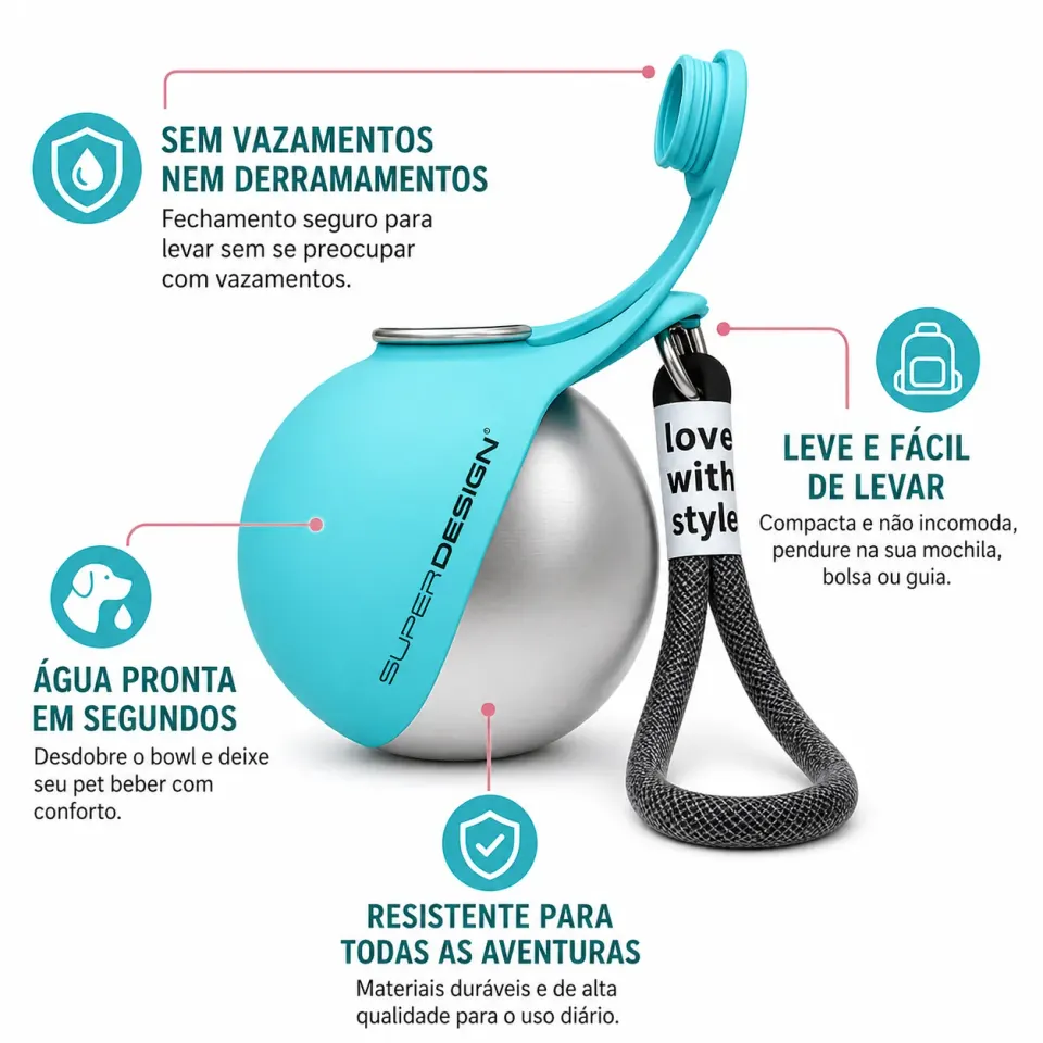 Kit Passeio Inteligente Pet CleanWalk™ | Coletor Higiênico + Garrafa Portátil com Tigela, foto 7