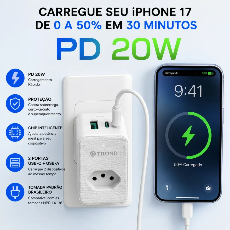 Extensor de Tomada FlexPower BR™ | Hub Inteligente Ajustável com USB-C, USB, TOMADA 2 PINOS E 3 PINOS 110/220v, foto 11