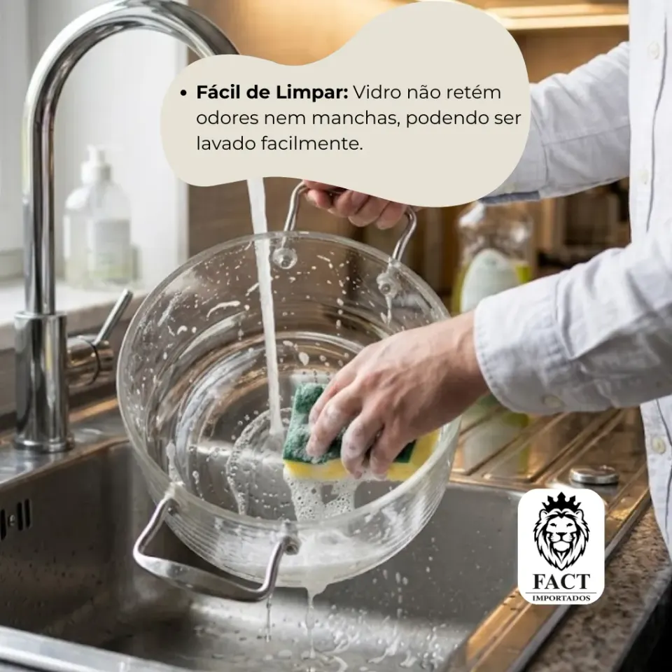 Panela de Vidro Borossilicato 2,5L com Tampa e Alças de Aço Inox, foto 5