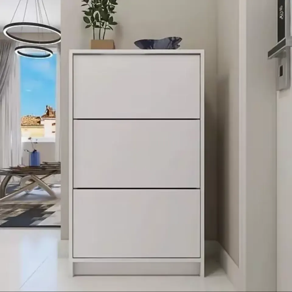 Sapateiro Armário 3 Compartimentos Basculantes: Design Slim e Moderno | Branco, foto 2