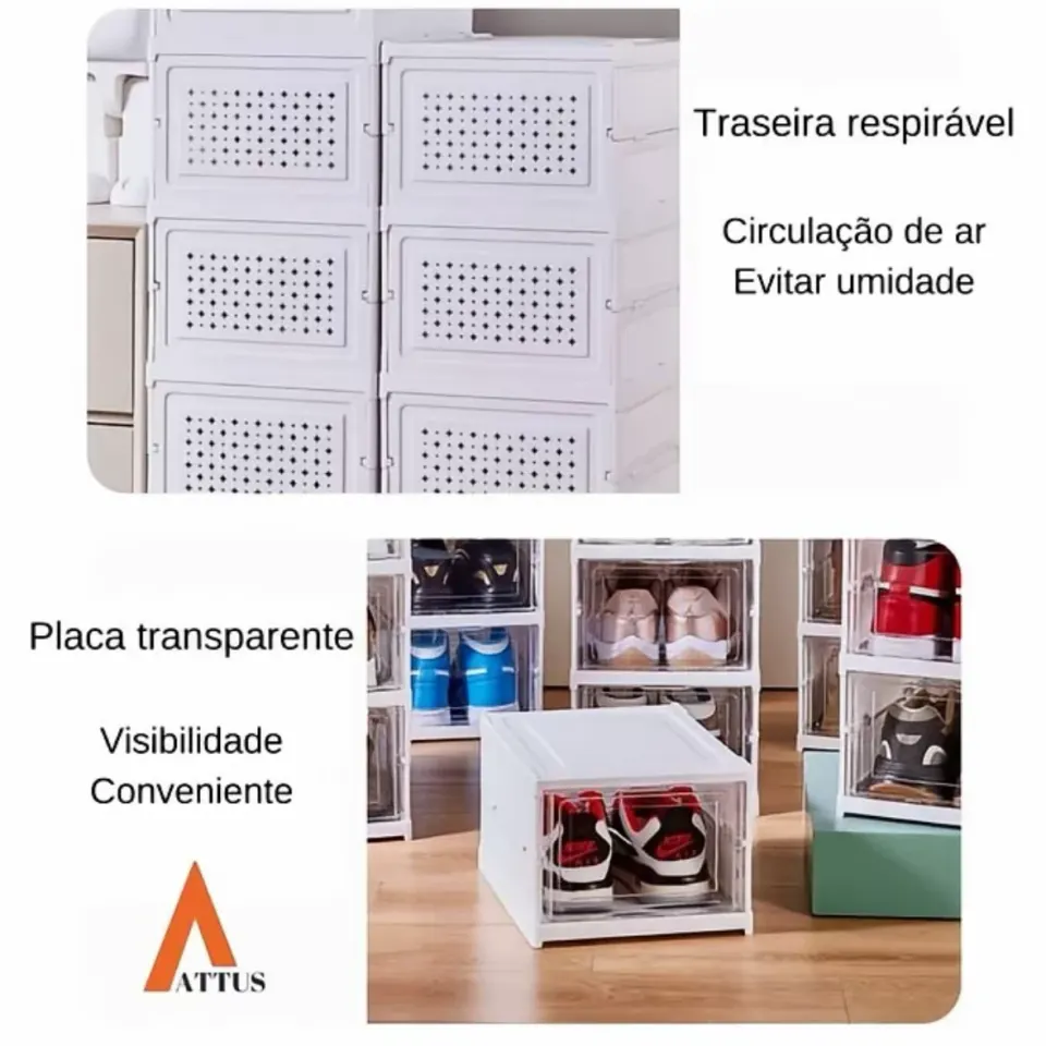 Sapateiro Dobrável Attus: Porta Transparente, Traseira Respirável | 3 ou 6 Andares, foto 6