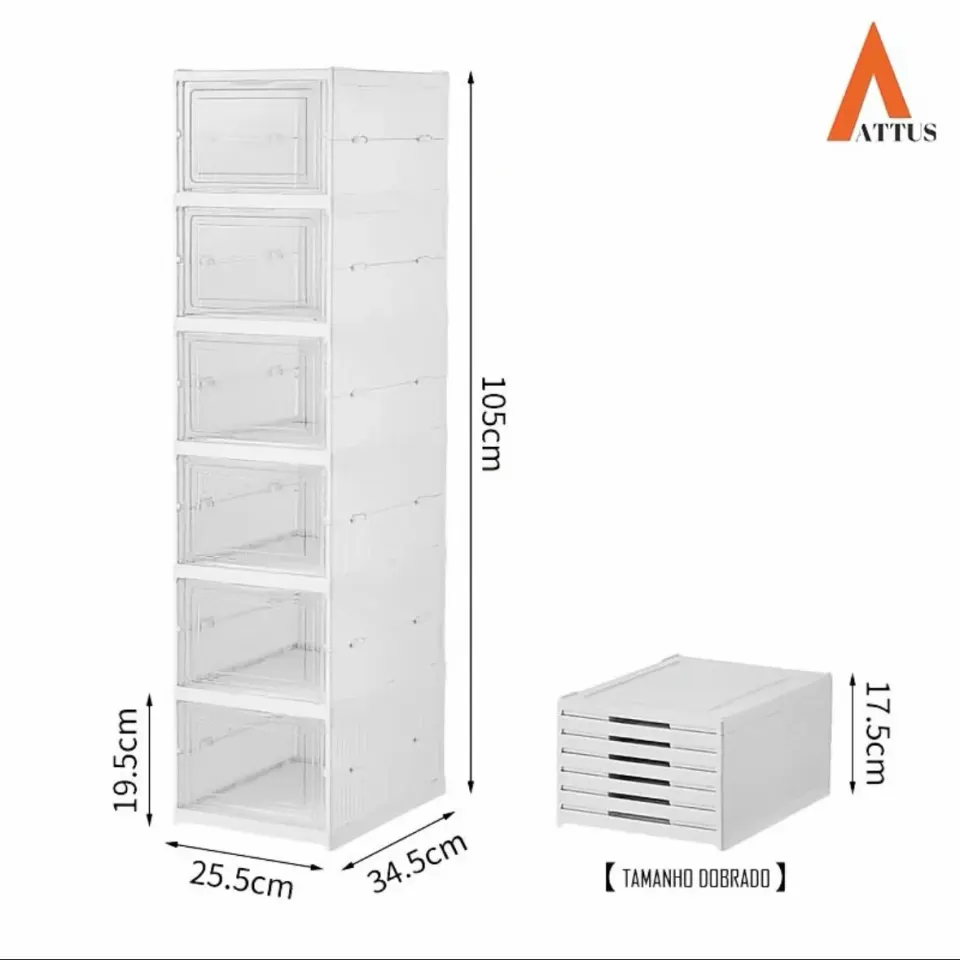 Sapateiro Dobrável Attus: Porta Transparente, Traseira Respirável | 3 ou 6 Andares, foto 3