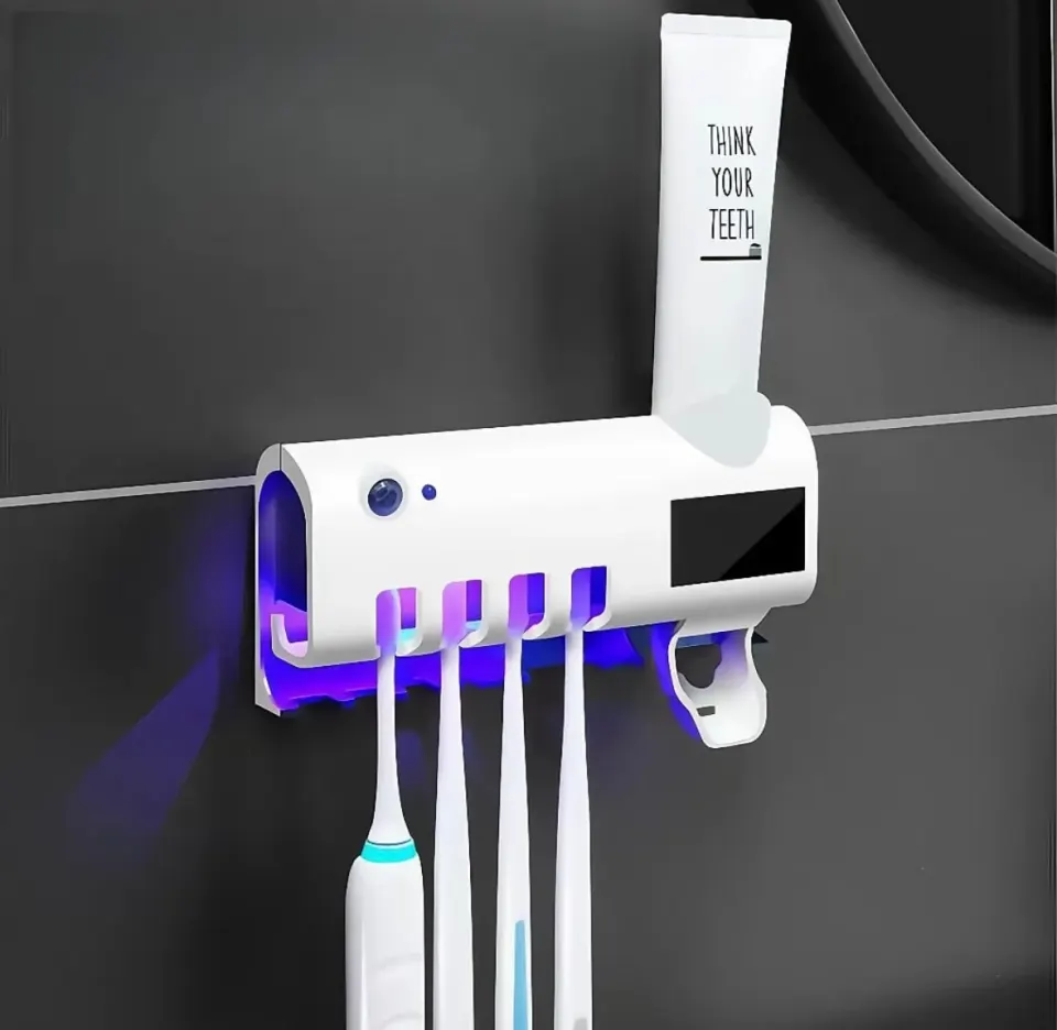 Porta Escova de Dente com Esterilizador UV + Espremedor Automático de Pasta | Solar + USB, foto 5