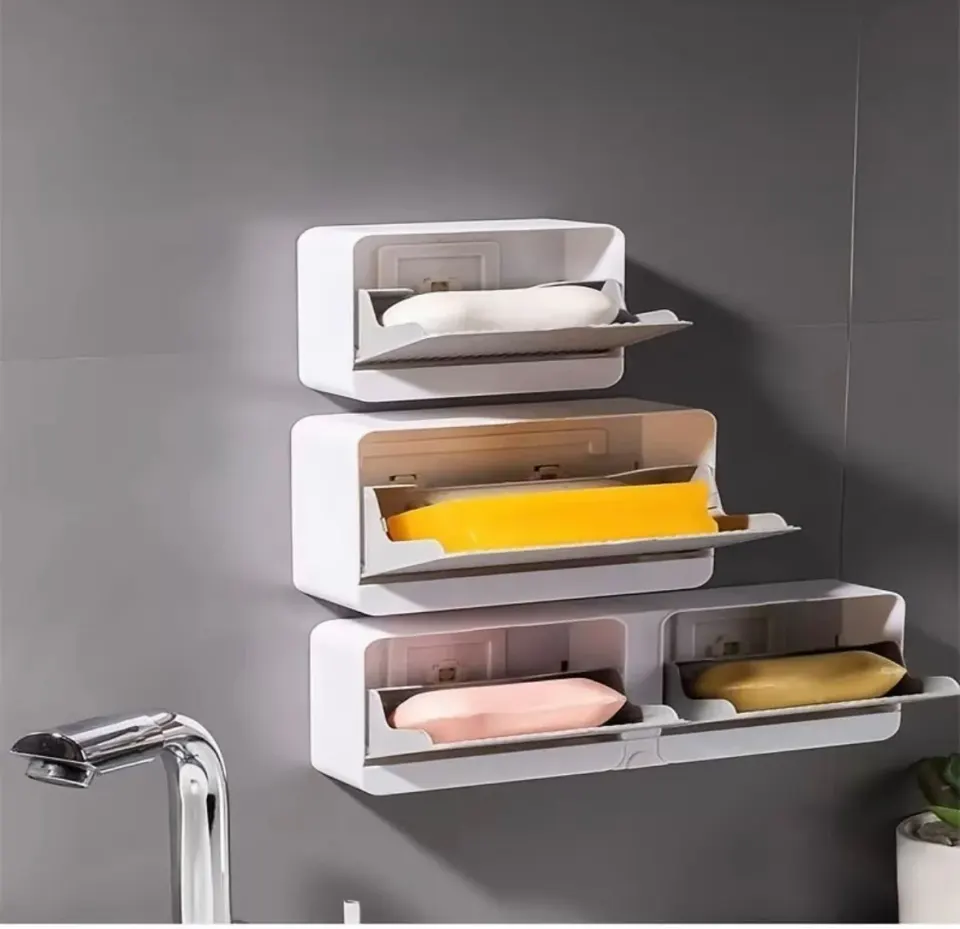 Saboneteira de Parede com Tampa Basculante: Sem Furos | Simples, Dupla ou com Organizador, foto 3