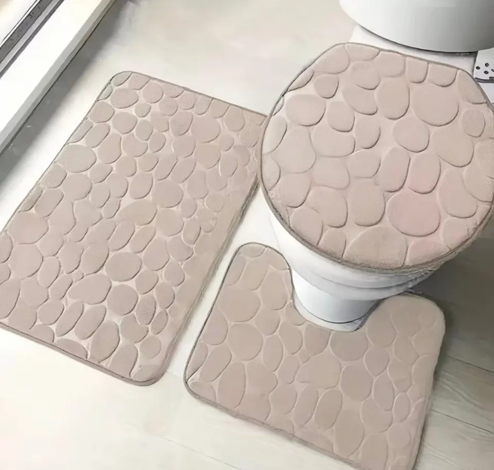 Kit Tapete de Banheiro 3 Peças Memory Foam: Textura 3D | Várias Cores, foto 5