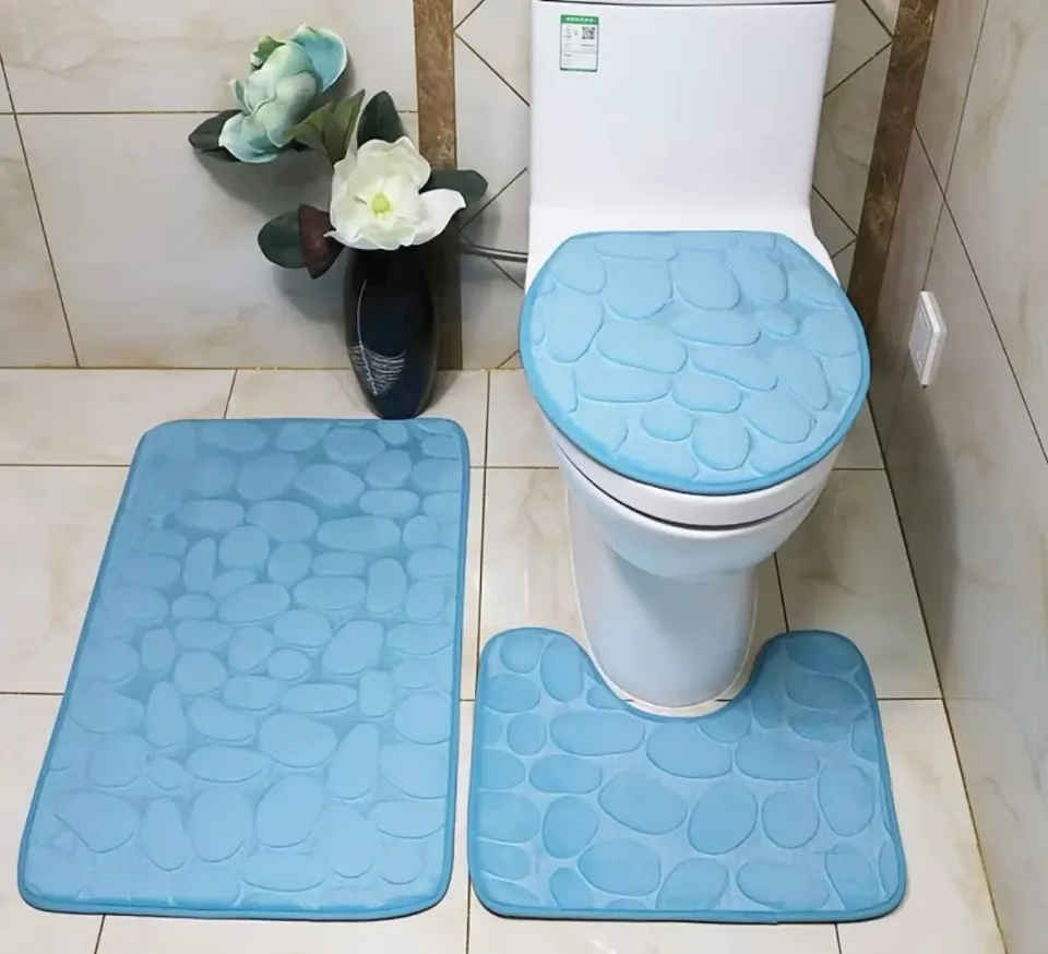 Kit Tapete de Banheiro 3 Peças Memory Foam: Textura 3D | Várias Cores, foto 6