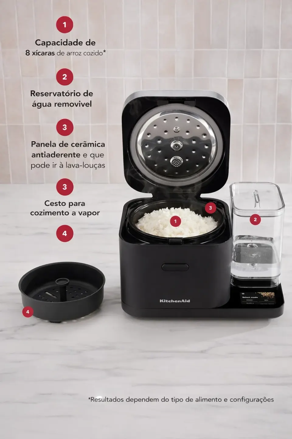 Panela elétrica KitchenAid com balança integrada com sensor automático + reservatório de água, foto 6