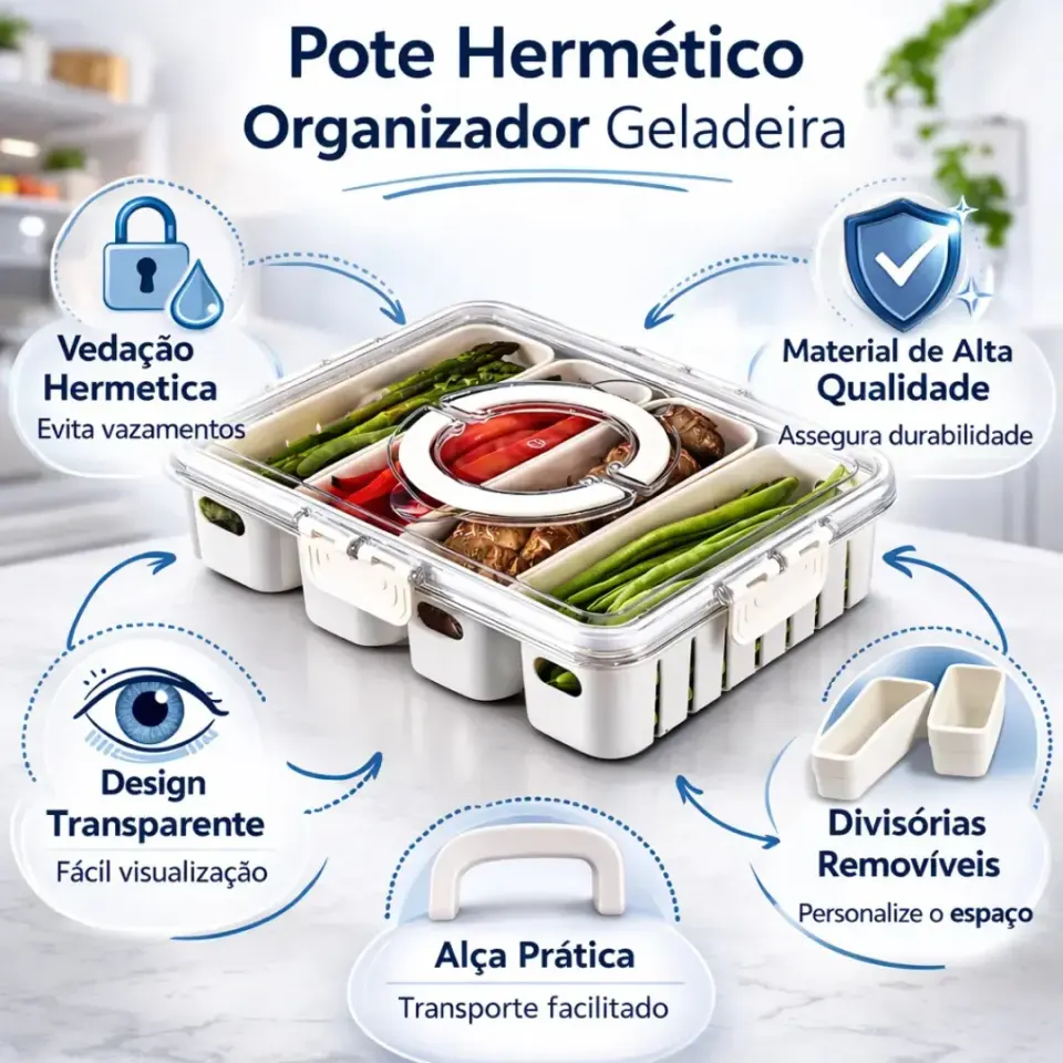 Pote Hermético Organizador com 4 Divisórias, foto 4