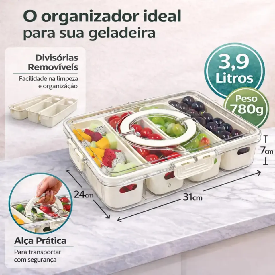Pote Hermético Organizador com 4 Divisórias, foto 5
