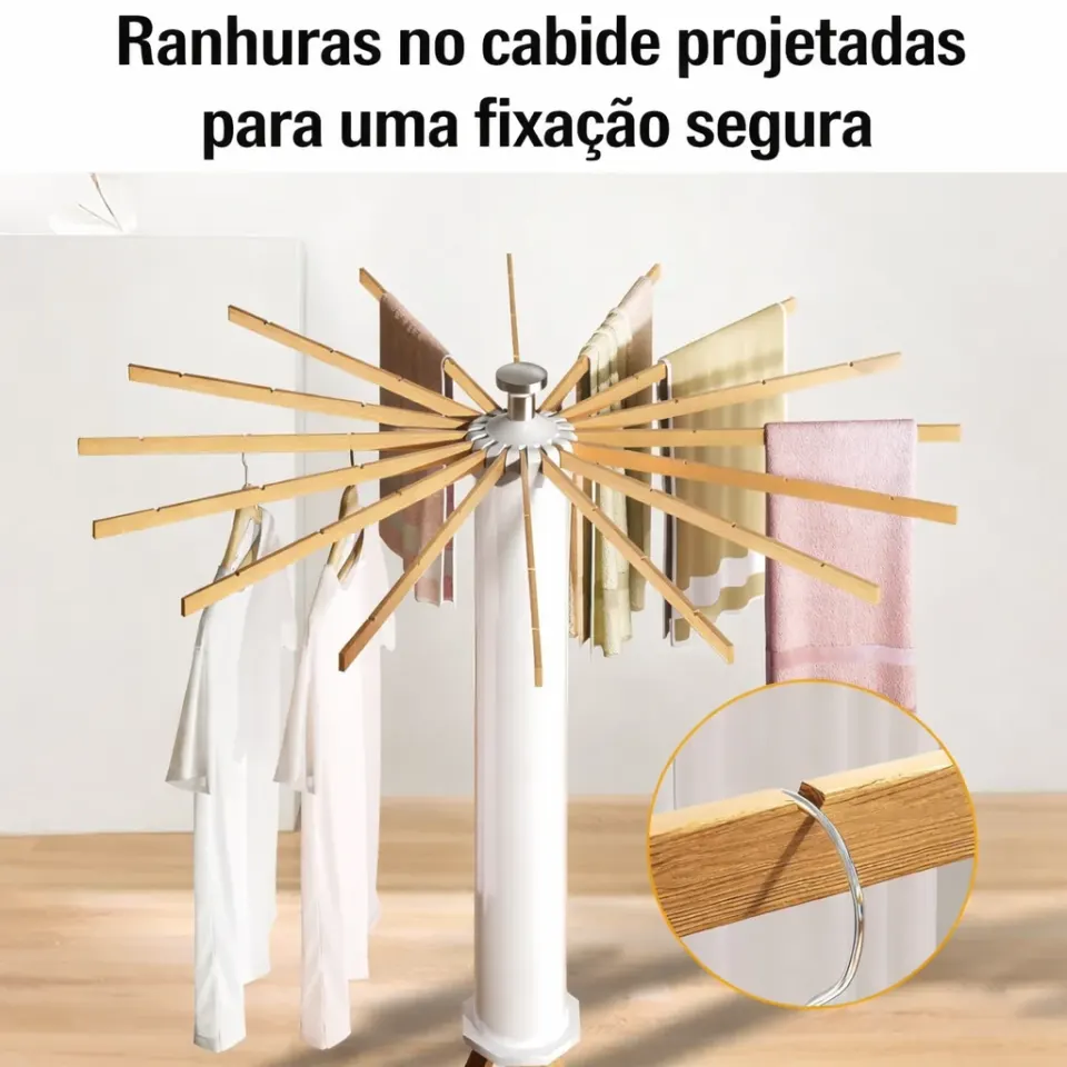 Varal Dobrável Portátil De Chão Redondo Pratico 360° Com 16 Hastes, foto 2