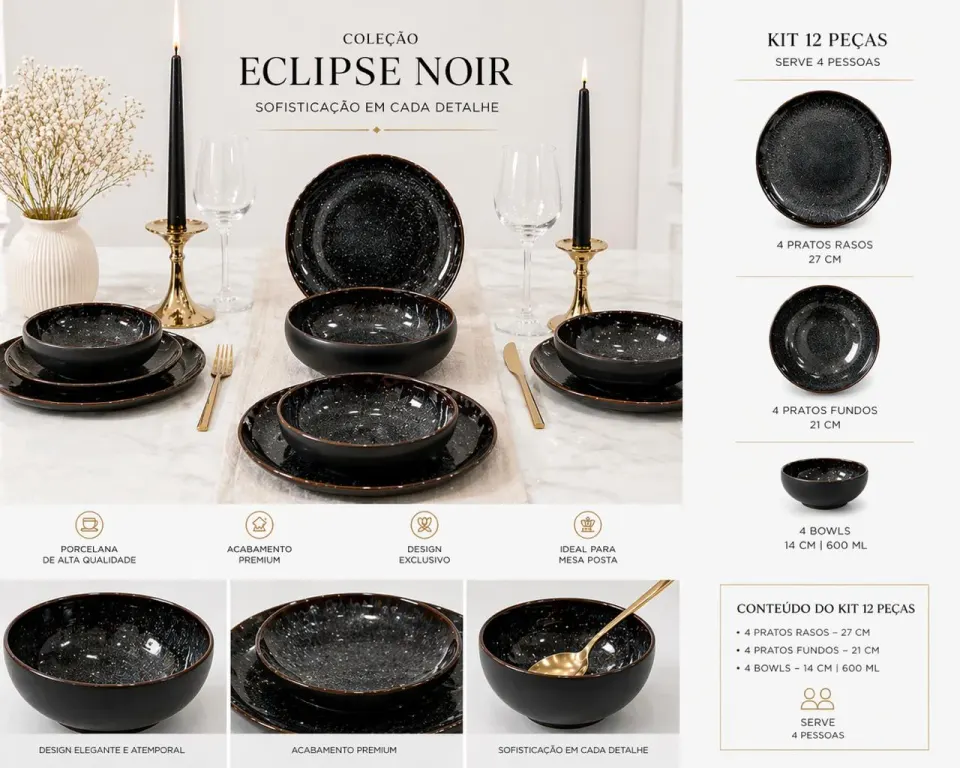 Kit 12 peças coleção Eclipse noir, foto 2