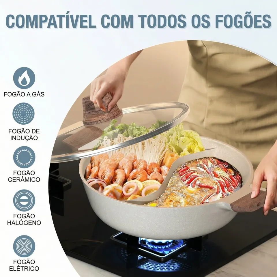 Panela Dupla Divisória Antiaderente + Kit Utensílios em Silicone, foto 3