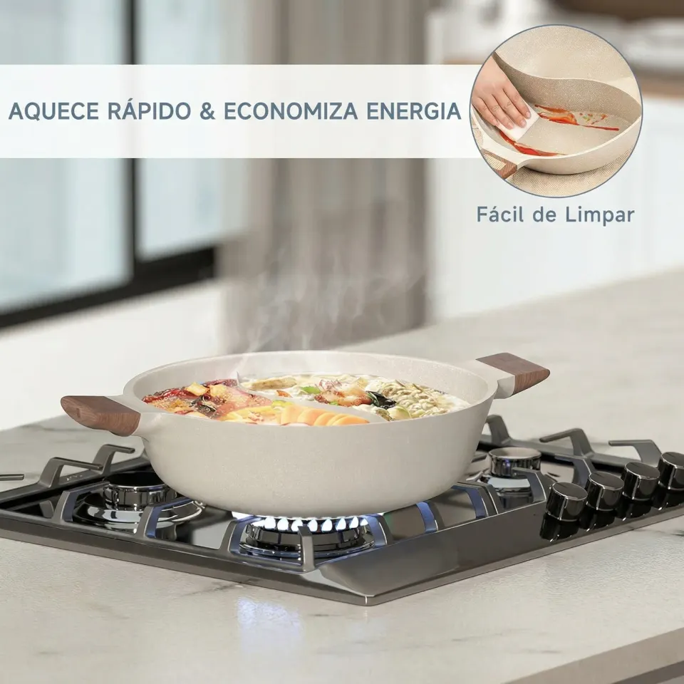 Panela Dupla Divisória Antiaderente + Kit Utensílios em Silicone, foto 2