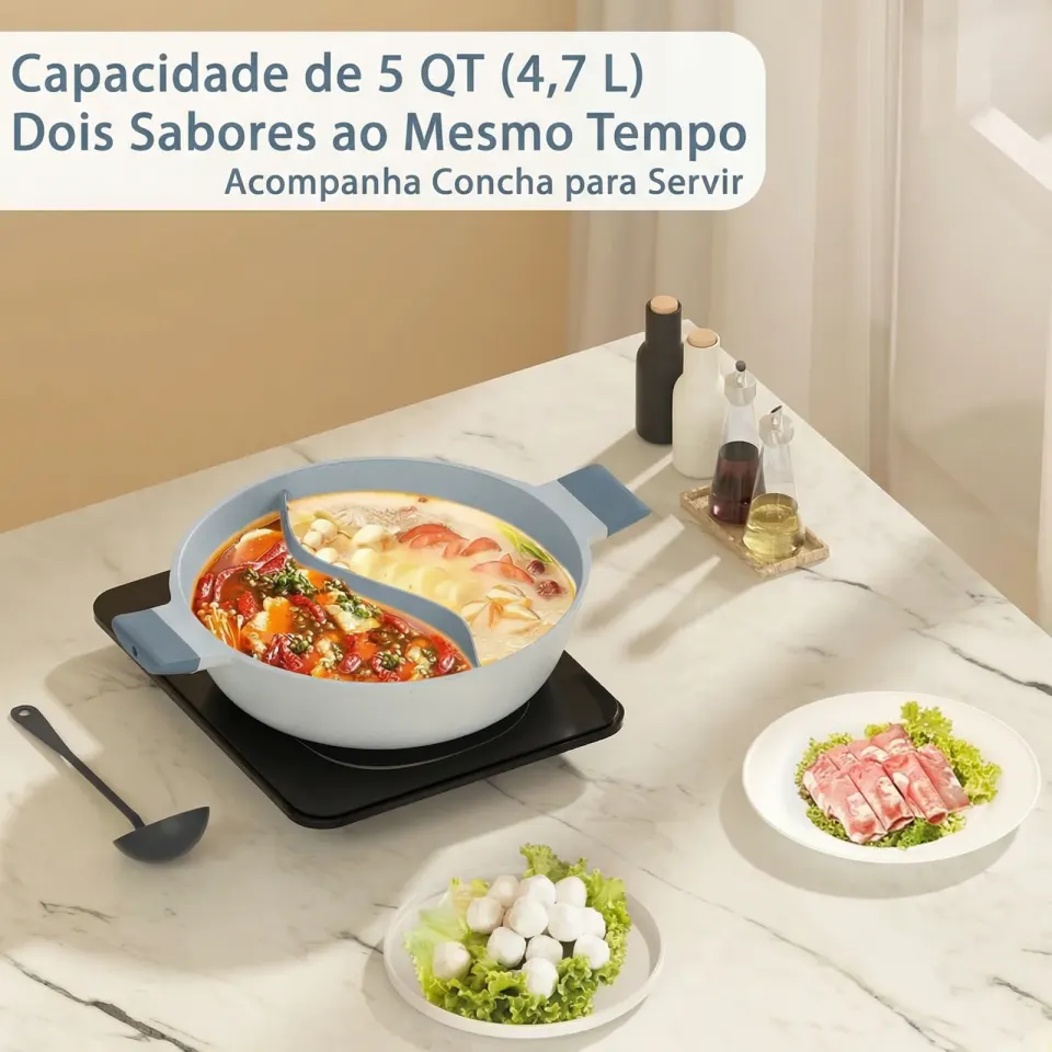 Panela Dupla Divisória Antiaderente + Kit Utensílios em Silicone, foto 5