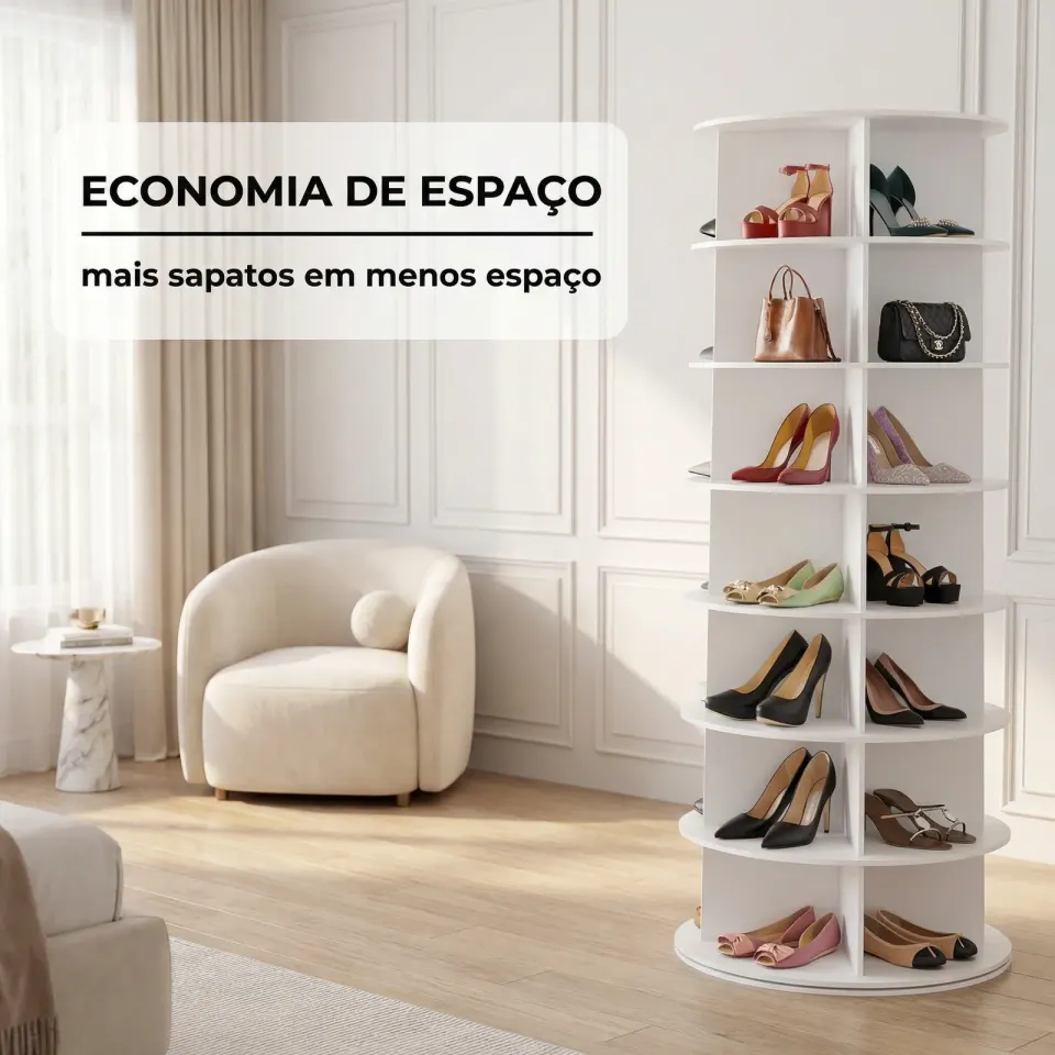 Torre Sapateira Giratória 360° em MDF, foto 3