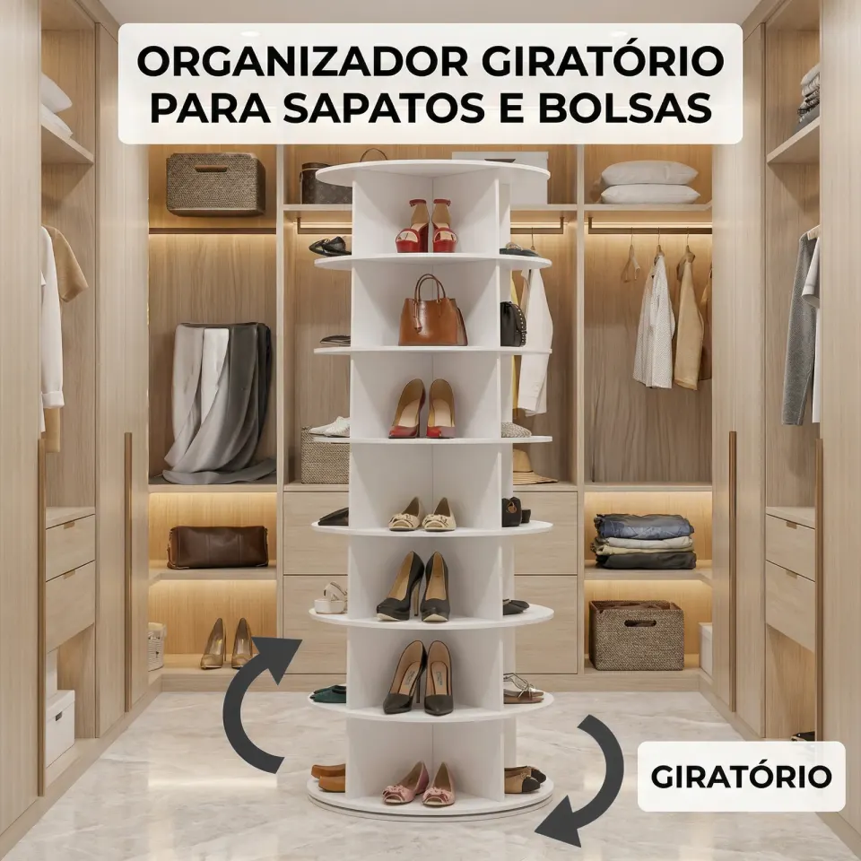 Torre Sapateira Giratória 360° em MDF, foto 2