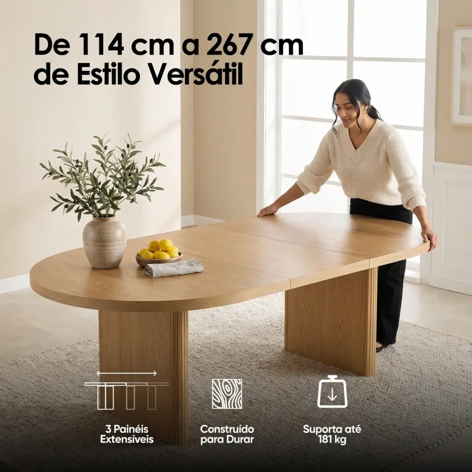 Mesa Expansível Oval Adapt em MDF, foto 5