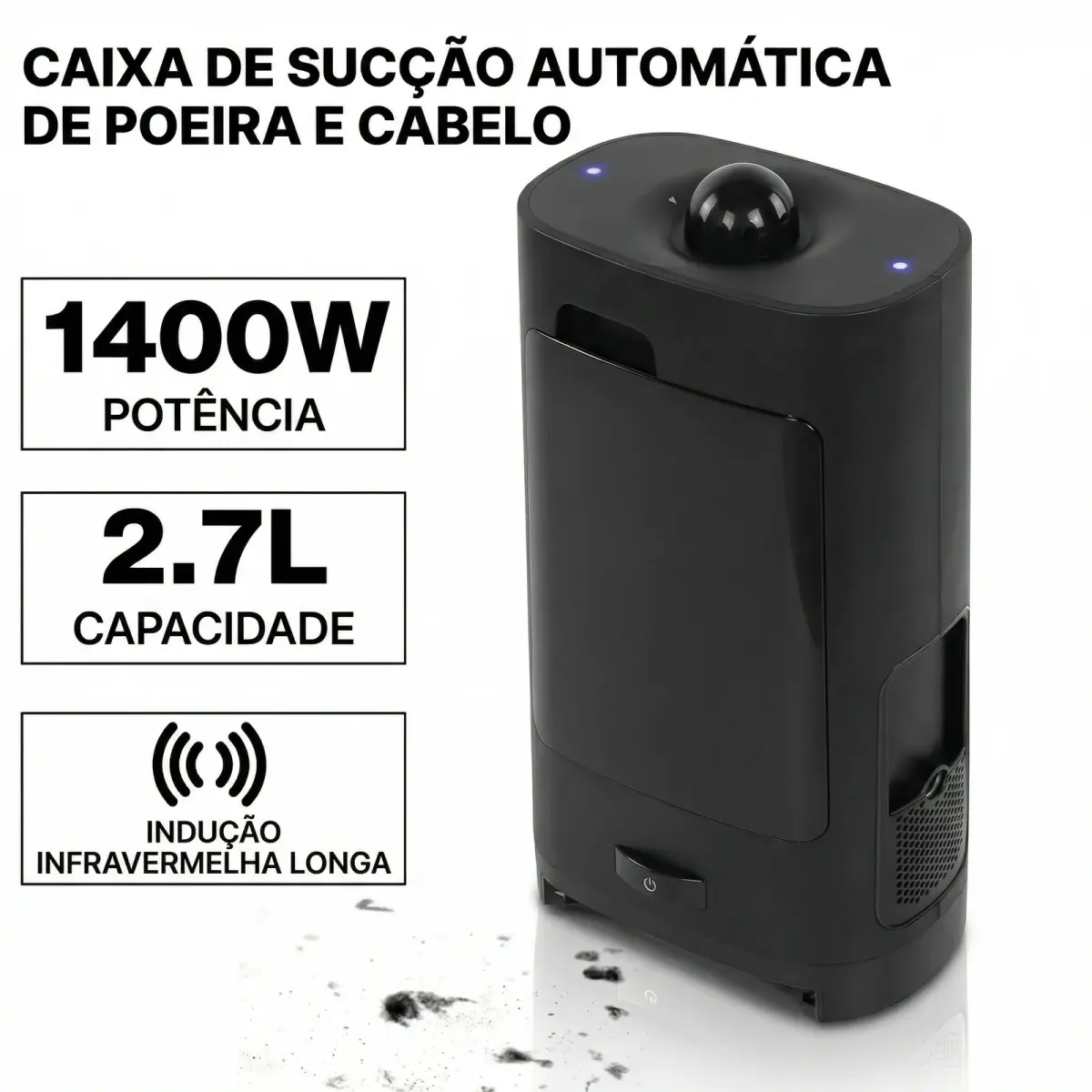 Caixa de Sucção Automática de Poeira e Cabelo de 1400W e 2.7L