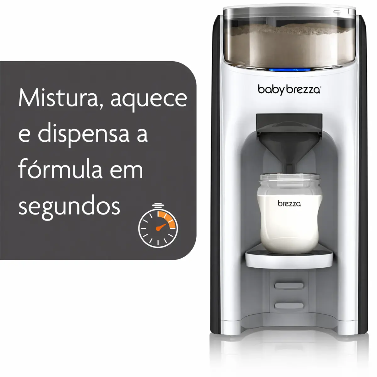 Mistura, aquece e dispensa fórmula em segundos