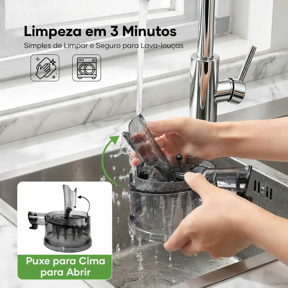 Design com poucas peças e sem filtro metálico tradicional
