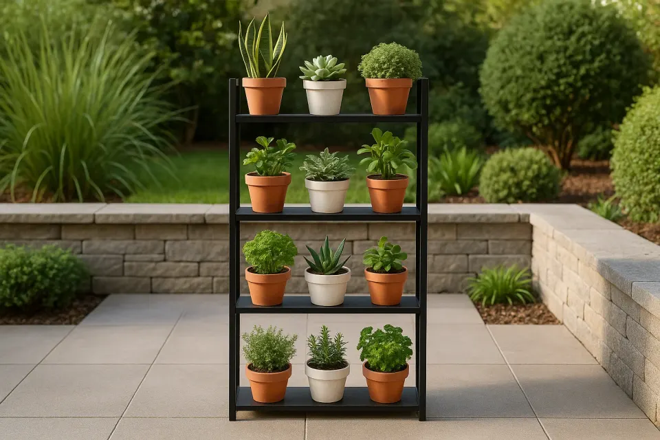 Suporte Vertical para Plantas 4 Andares Metal Preto 120cm, foto 4