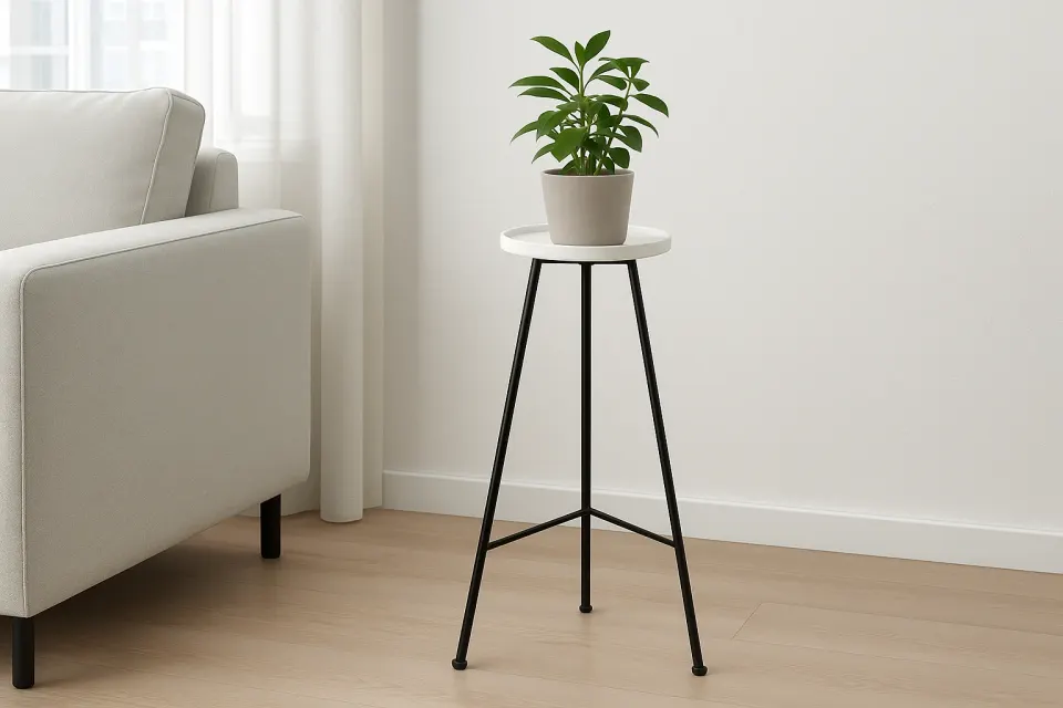 Suporte para Plantas Tripé Metal Preto com Base Cerâmica 70cm, foto 3