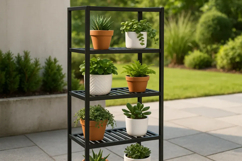 Suporte Vertical para Plantas 4 Andares Metal Preto 120cm, foto 2