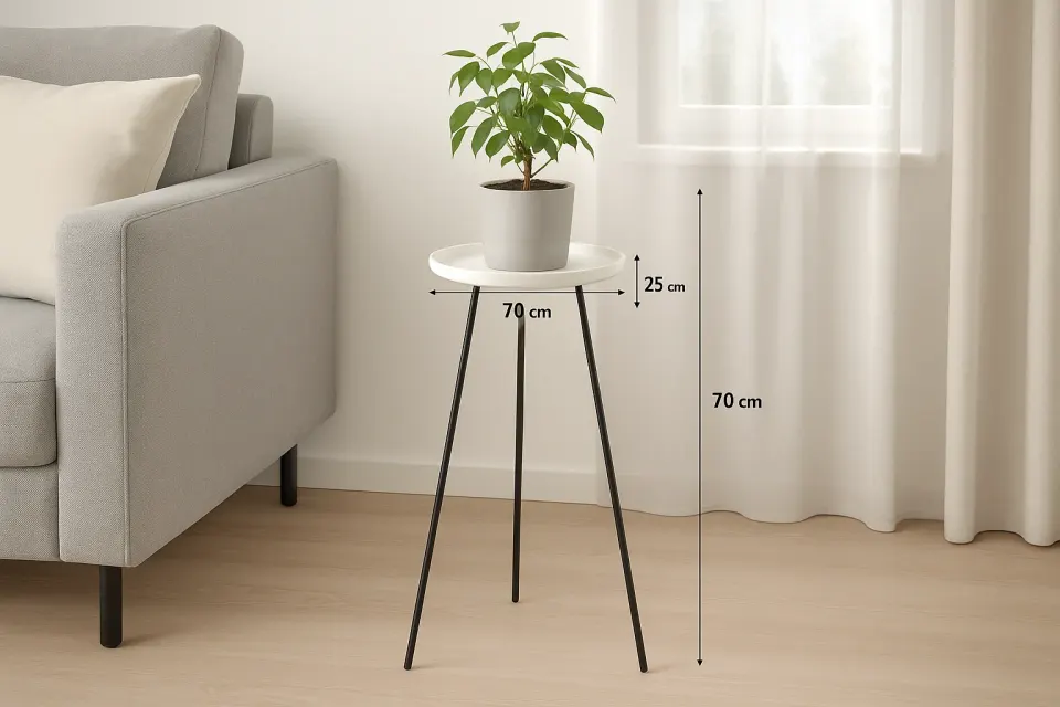 Suporte para Plantas Tripé Metal Preto com Base Cerâmica 70cm, foto 4