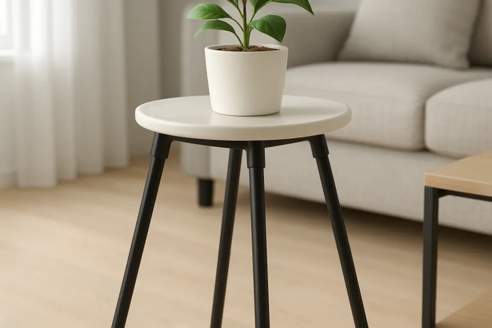 Suporte para Plantas Tripé Metal Preto com Base Cerâmica 70cm, foto 2