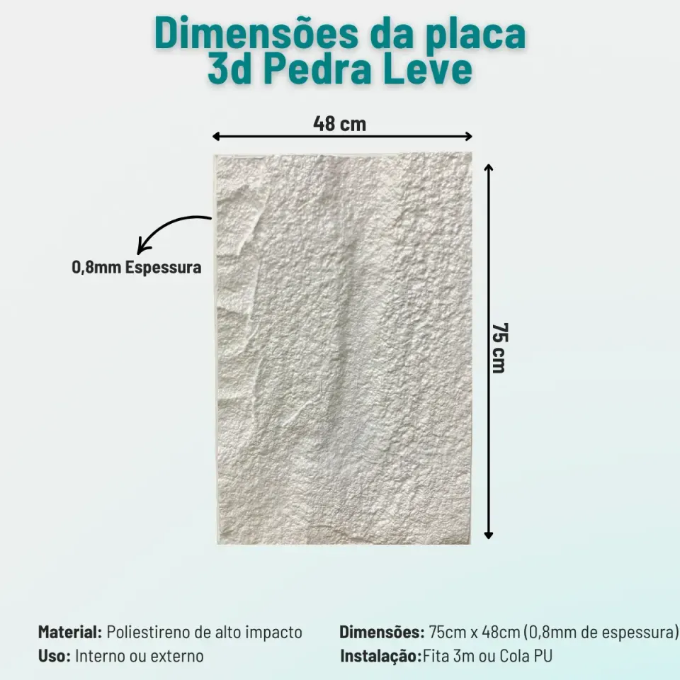 Placa Painel Pedra Leve Revestimento Parede 3d 75cm X 48cm, foto 2