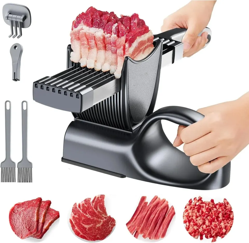 Conjunto de fatiador de carne manual e afiador de facas: Aço inoxidável, foto 4