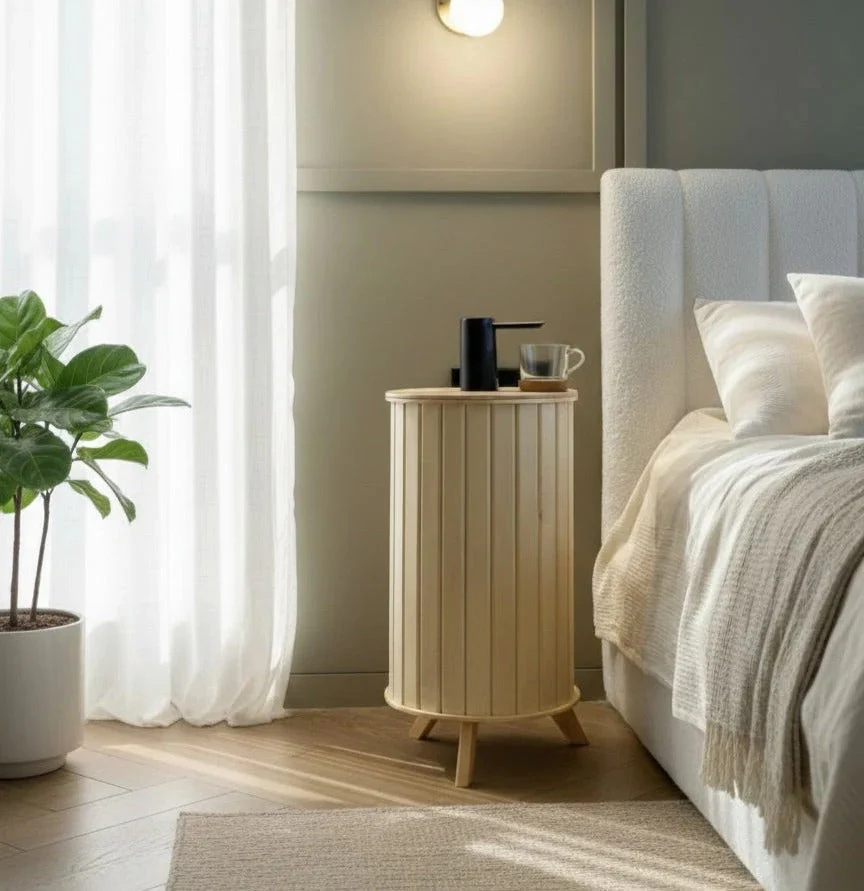 Mesa lateral nórdica para dispensador de água em madeira de pinho premium, foto 5