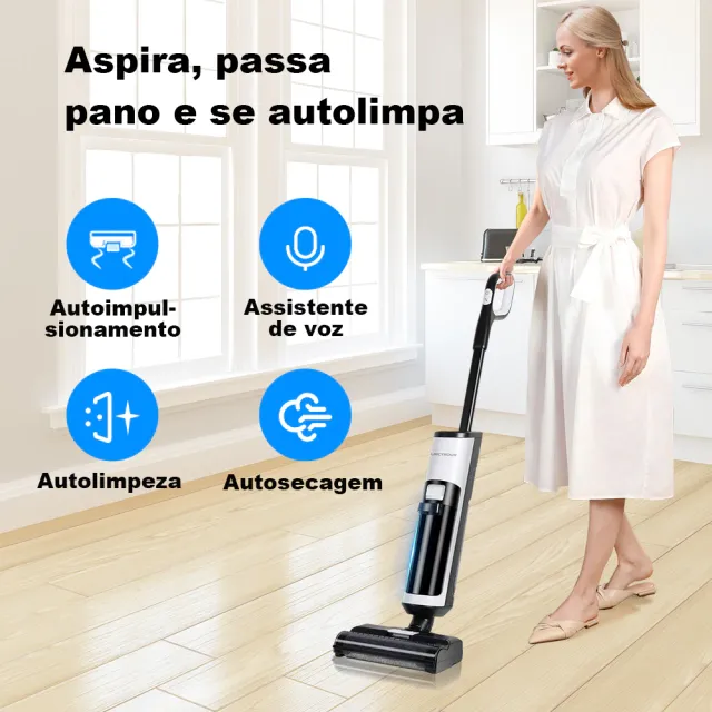 Aspirador Vertical de Pó I7 Pro - Aspira e Passa Pano Autolimpante, Sem Fio, foto 8